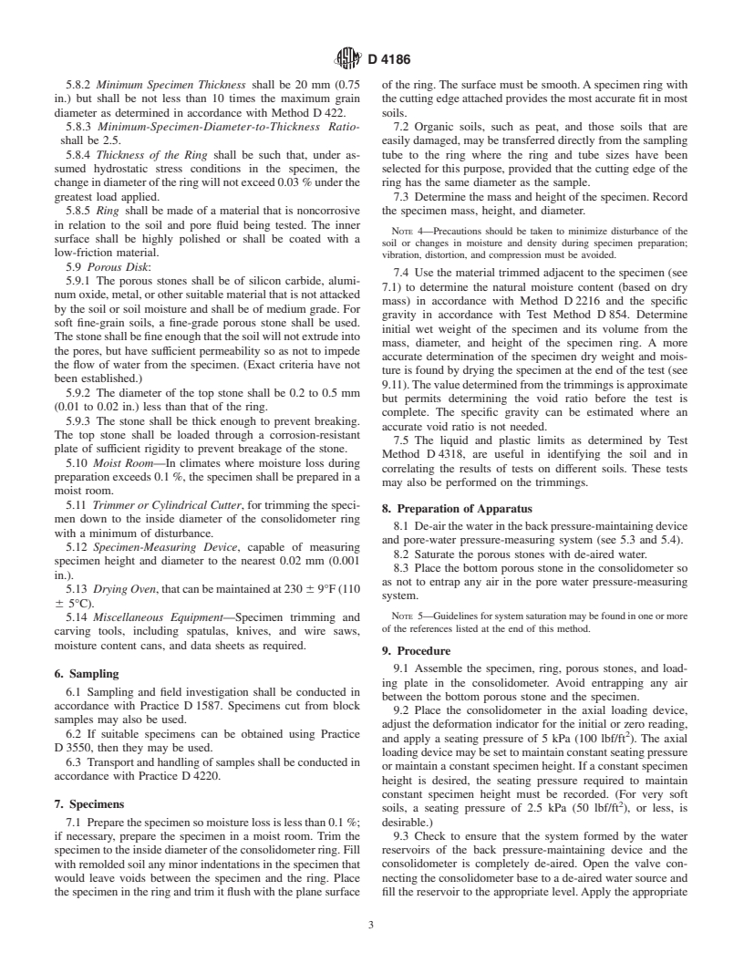 ASTM D4186-89(1998)e1 - Standard Test Method for One-Dimensional Consolidation Properties of Soils Using Controlled-Strain Loading