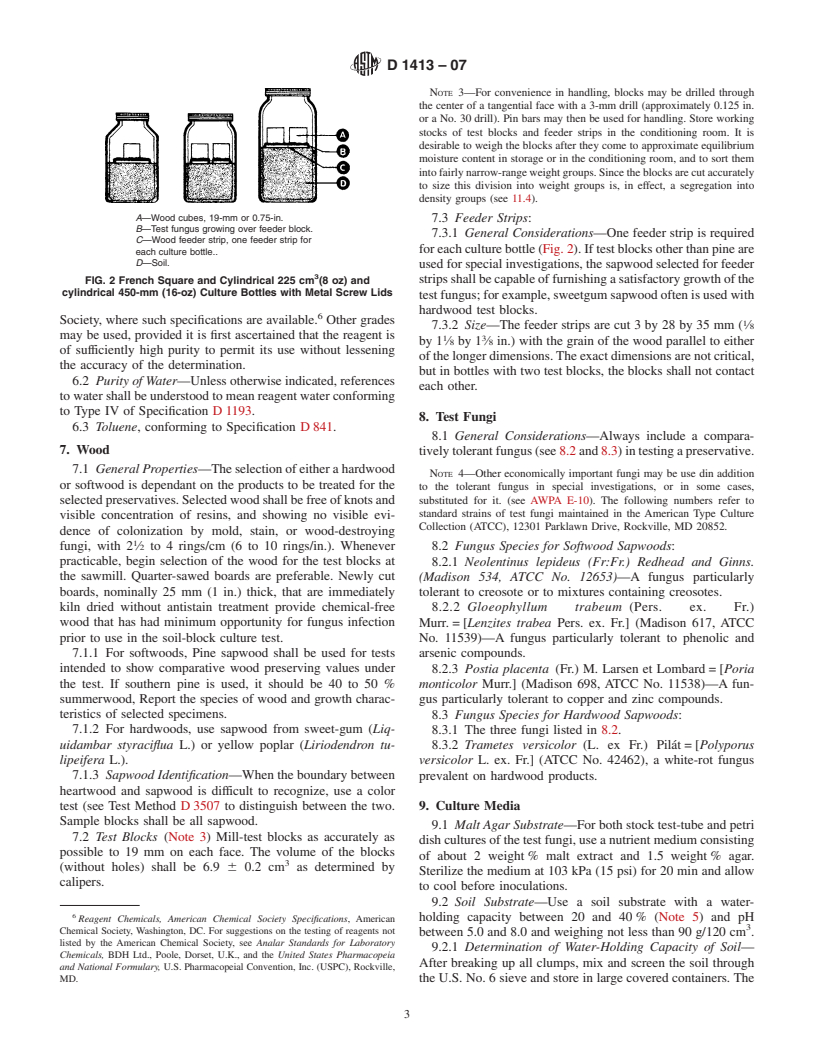 ASTM D1413-07 - Standard Test Method for Wood Preservatives by Laboratory Soil-Block Cultures