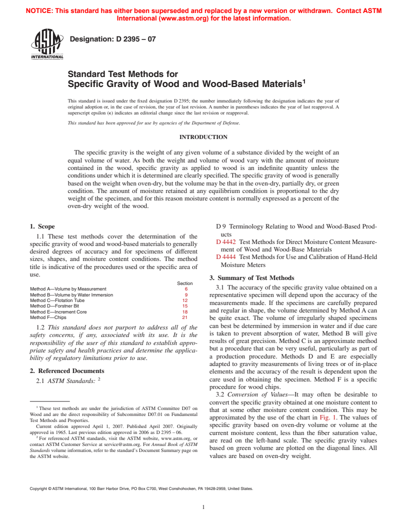 ASTM D2395-07 - Standard Test Methods for Specific Gravity of Wood and Wood-Based Materials