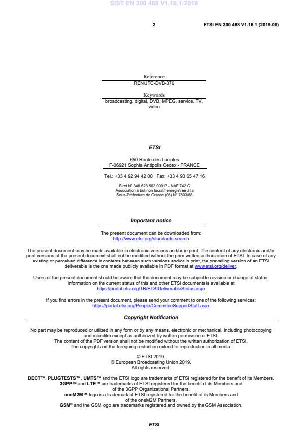 ETSI EN 300 468 V1.16.1 (2019-08) EN 300 468 V1.16.1:2019 - Page 4 preview
