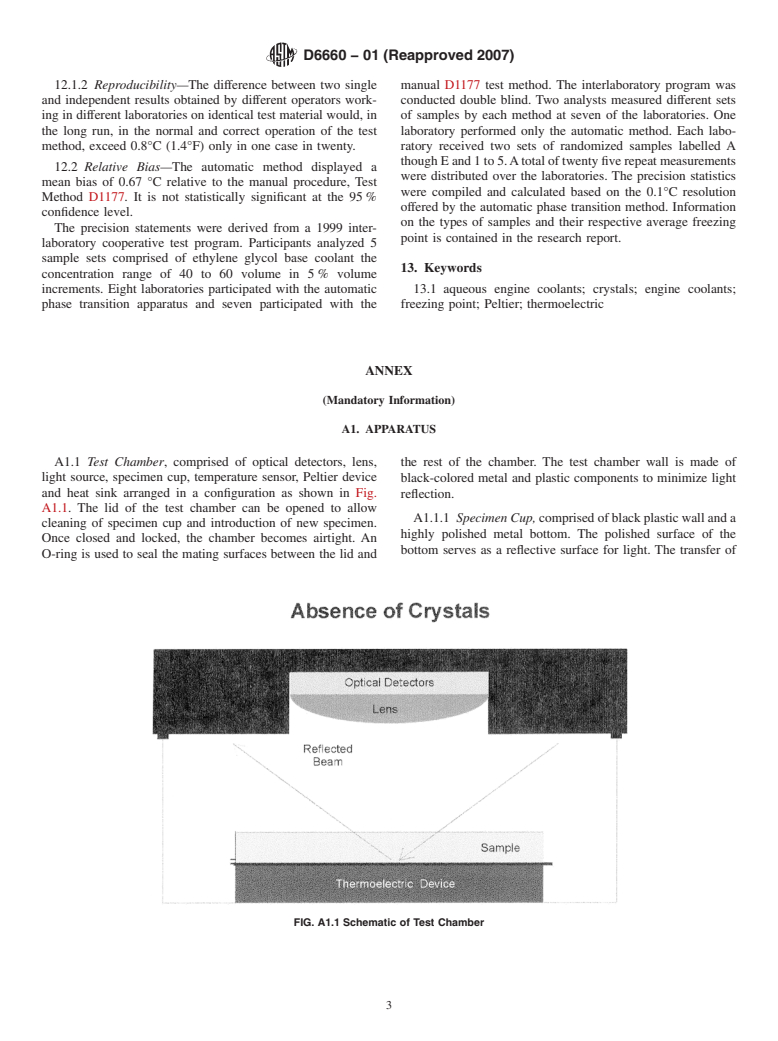 ASTM D6660-01(2007) - Standard Test Method for Freezing Point of Aqueous Ethylene Glycol Base Engine Coolants by Automatic Phase Transition Method