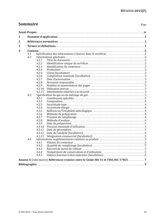 ISO 6141:2015 - Analyse des gaz -- Contenu des certificats des mélanges de gaz pour étalonnage
