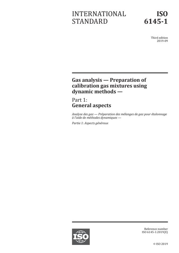 ISO 6145-1:2019 - Gas analysis -- Preparation of calibration gas mixtures using dynamic methods