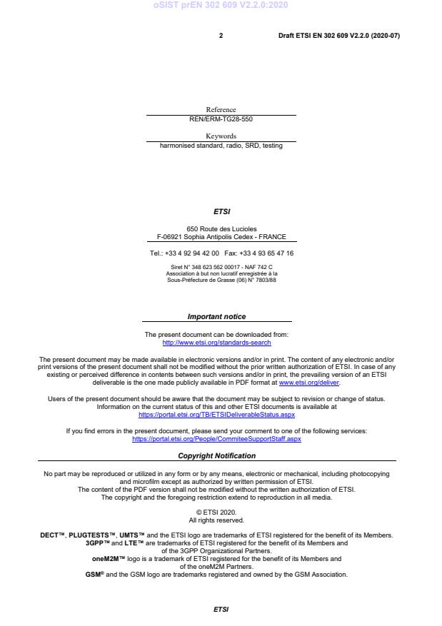 oSIST prEN 302 609 V2.2.0:2020 oSIST prEN 302 609 V2.2.0:2020 - Page 4 preview