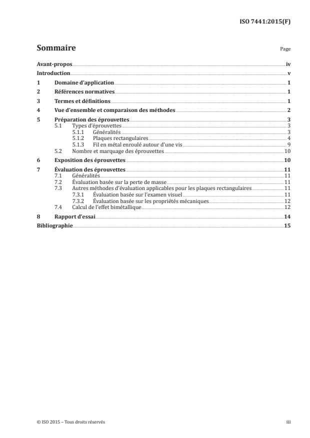 ISO 7441:2015 - Corrosion des métaux et alliages -- Détermination de la corrosion bimétallique par des essais d'exposition de corrosion atmosphérique