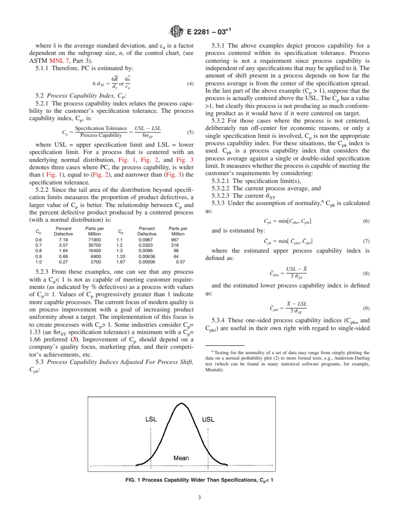 ASTM E2281-03e1 - Standard Practice for Process and Measurement Capability Indices