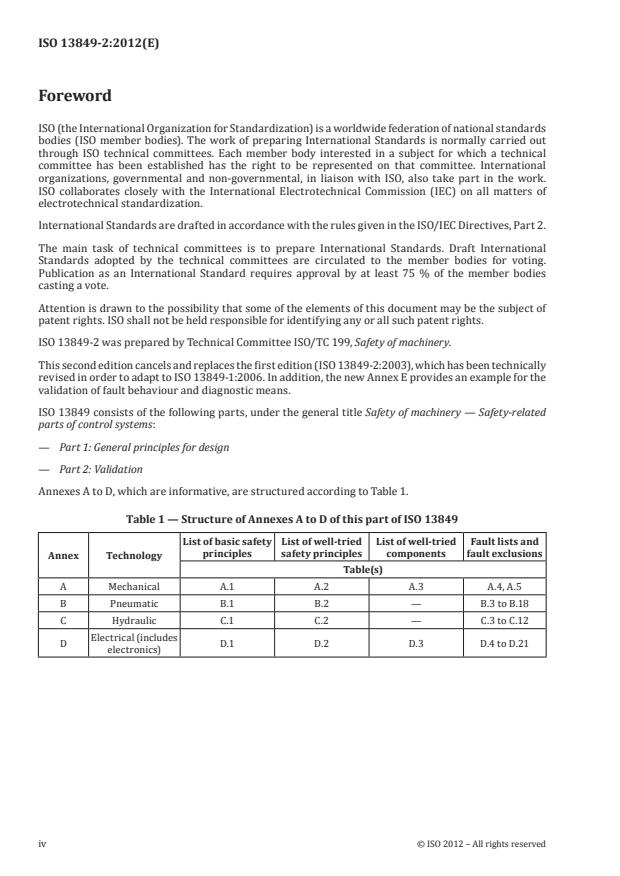 ISO 13849-2:2012 ISO 13849-2:2012 - Safety of machinery -- Safety-related parts of control systems - Page 4 preview