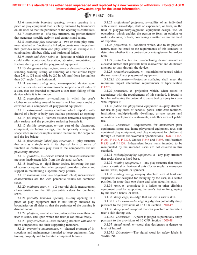 ASTM F1487-07a - Standard Consumer Safety Performance Specification for Playground Equipment for Public Use