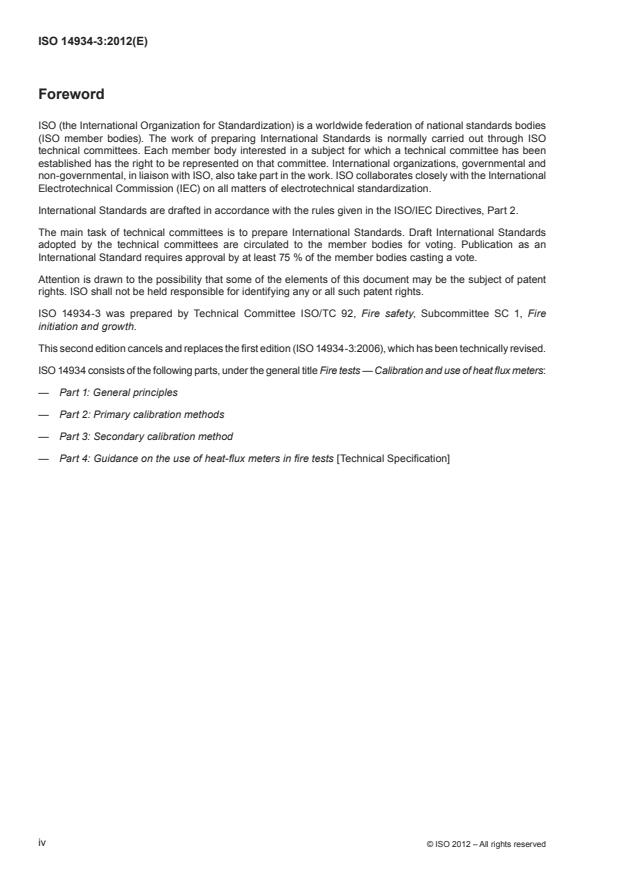 ISO 14934-3:2012 ISO 14934-3:2012 - Fire tests -- Calibration and use of heat flux meters - Page 4 preview