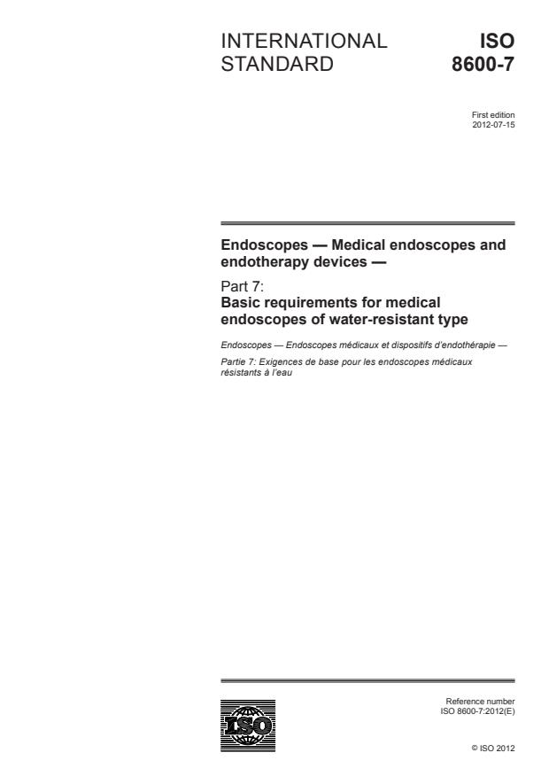 ISO 8600-7:2012 - Endoscopes -- Medical endoscopes and endotherapy devices