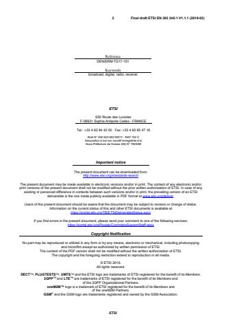 SIST EN 303 345-1 V1.1.1:2019 ETSI EN 303 345-1 V1.1.1 (2019-03) - Broadcast Sound Receivers; Part 1: Generic requirements and measuring methods - Page 2 preview