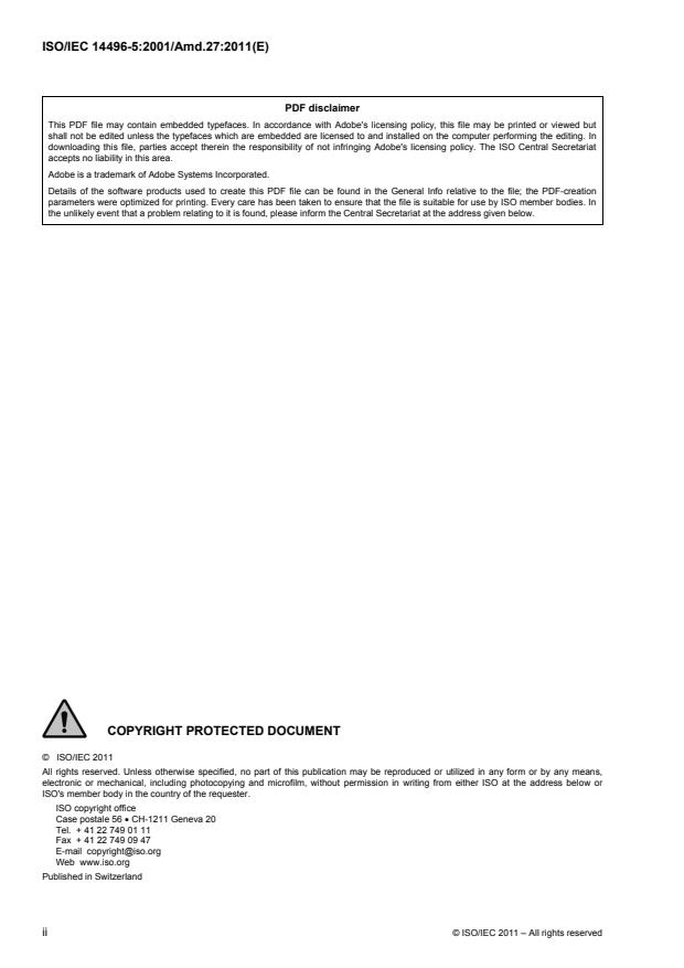 ISO/IEC 14496-5:2001/Amd 27:2011 ISO/IEC 14496-5:2001/Amd 27:2011 - Scalable complexity 3D mesh coding reference software - Page 2 preview