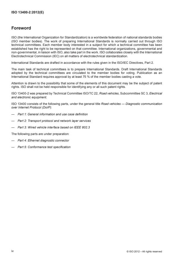 ISO 13400-2:2012 ISO 13400-2:2012 - Road vehicles - Diagnostic communication over Internet Protocol (DoIP) - Page 4 preview