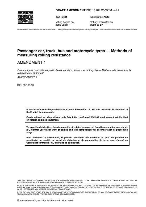 ISO 18164:2005/DAmd 1