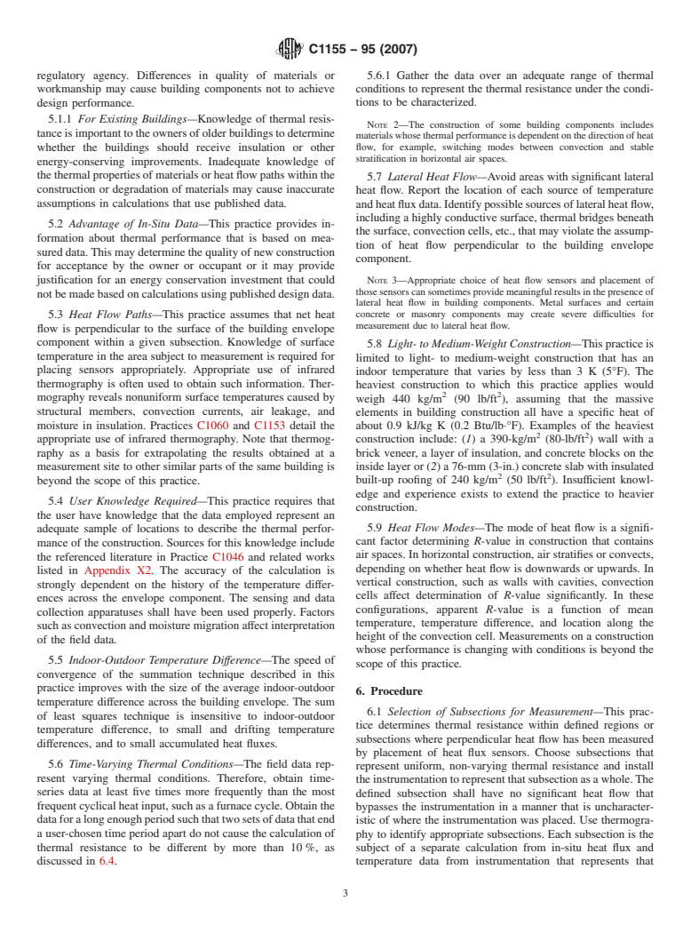 ASTM C1155-95(2007) - Standard Practice for Determining Thermal Resistance of Building Envelope Components from the In-Situ Data