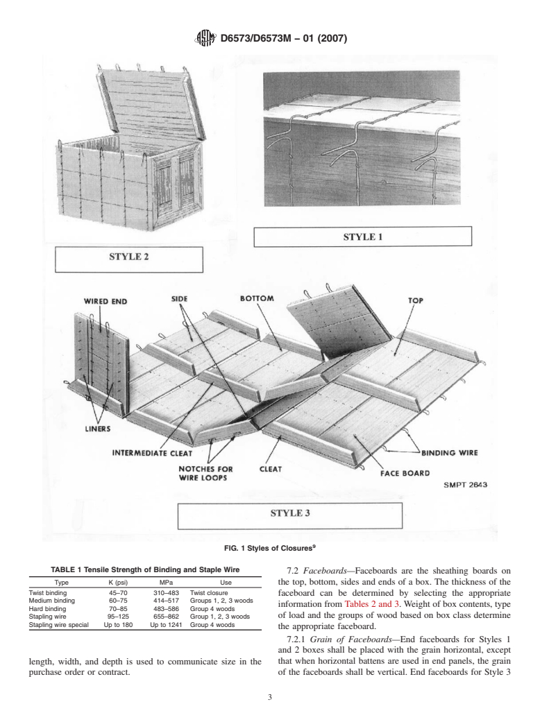 ASTM D6573/D6573M-01(2007) - Standard Specification for General Purpose Wirebound Shipping Boxes