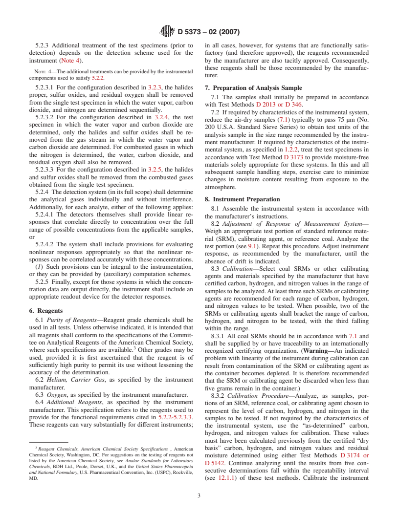 ASTM D5373-02(2007) - Test Methods for Instrumental Determination of Carbon, Hydrogen, and Nitrogen in Laboratory Samples of Coal and Coke