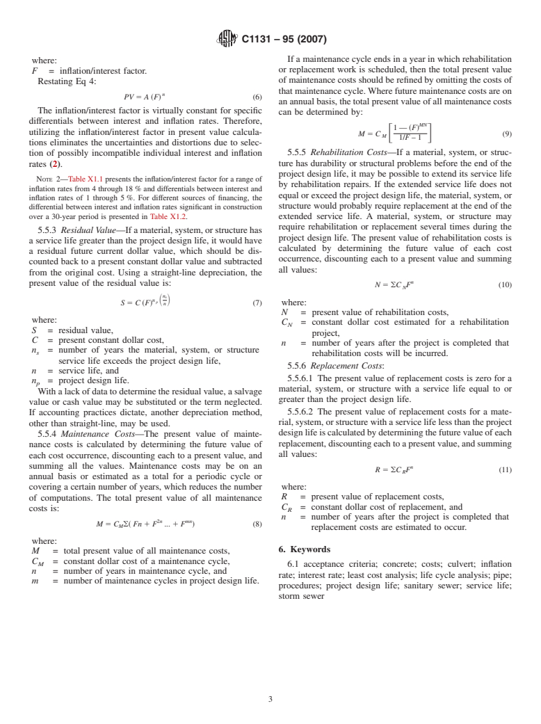 ASTM C1131-95(2007) - Standard Practice for Least Cost (Life Cycle) Analysis of Concrete Culvert, Storm Sewer, and Sanitary Sewer Systems