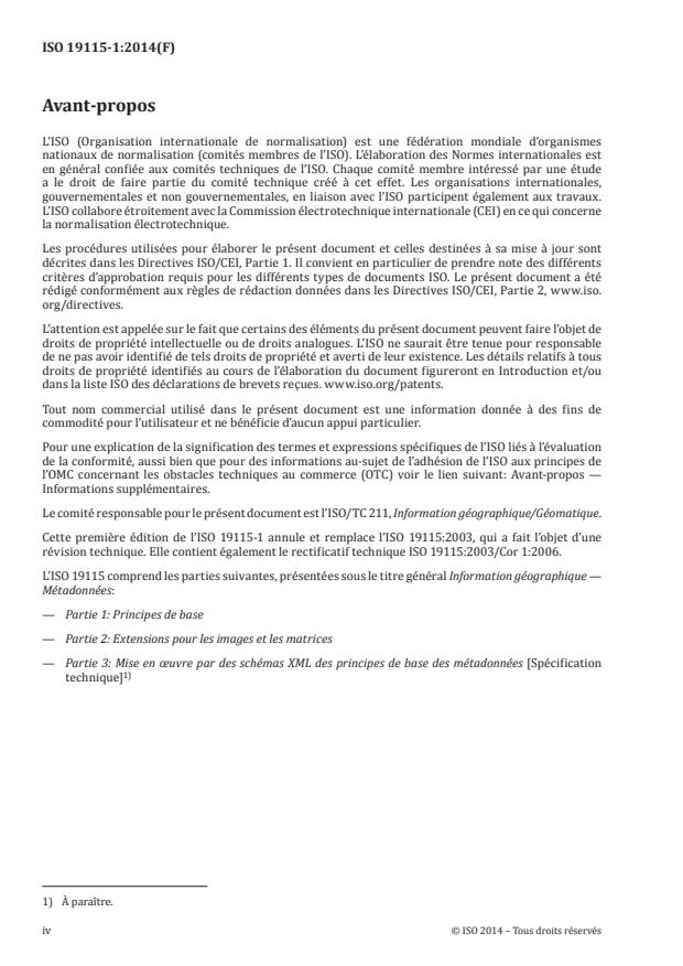 ISO 19115-1:2014 ISO 19115-1:2014 - Information géographique -- Métadonnées - Page 4 preview