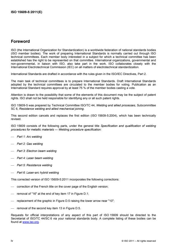 ISO 15609-5:2011 ISO 15609-5:2011 - Specification and qualification of welding procedures for metallic materials -- Welding procedure specification - Page 4 preview