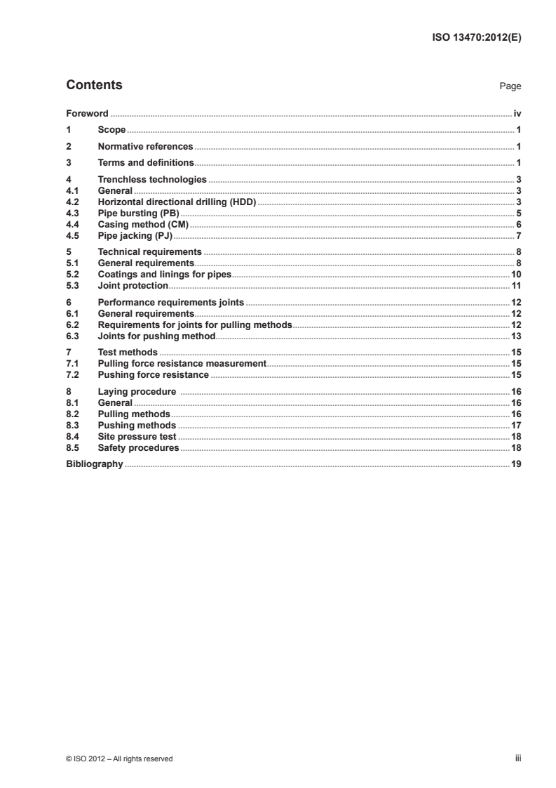 ISO 13470:2012 ISO 13470:2012 - Trenchless applications of ductile iron pipes systems — Product design and installation
Released:6/29/2012