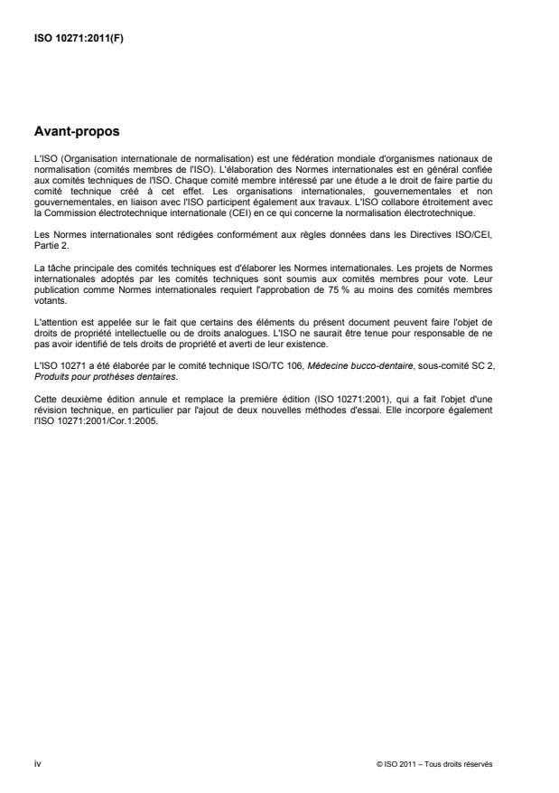 ISO 10271:2011 ISO 10271:2011 - Médecine bucco-dentaire -- Méthodes d'essai de corrosion des matériaux métalliques - Page 4 preview