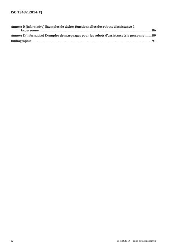 ISO 13482:2014 ISO 13482:2014 - Robots et composants robotiques -- Exigences de sécurité pour les robots de soins personnels - Page 4 preview