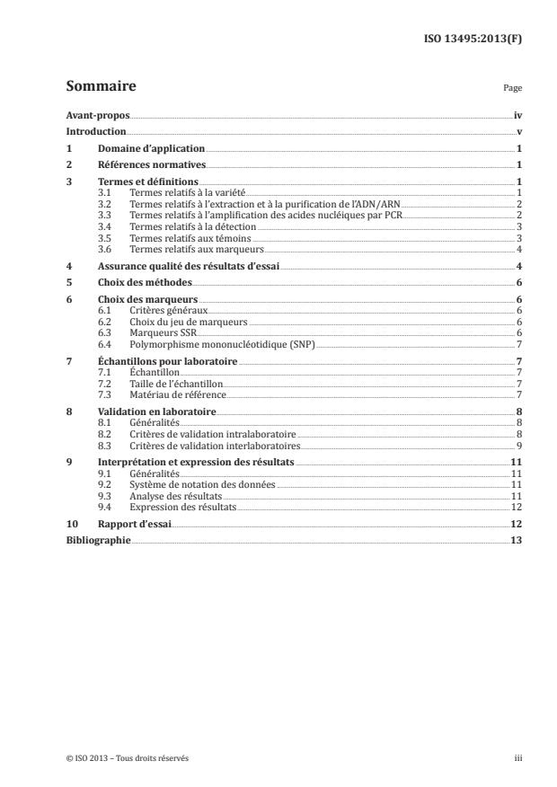 ISO 13495:2013 - Produits alimentaires -- Principes de sélection et criteres de validation des méthodes d'identification variétale utilisant des acides nucléiques spécifiques