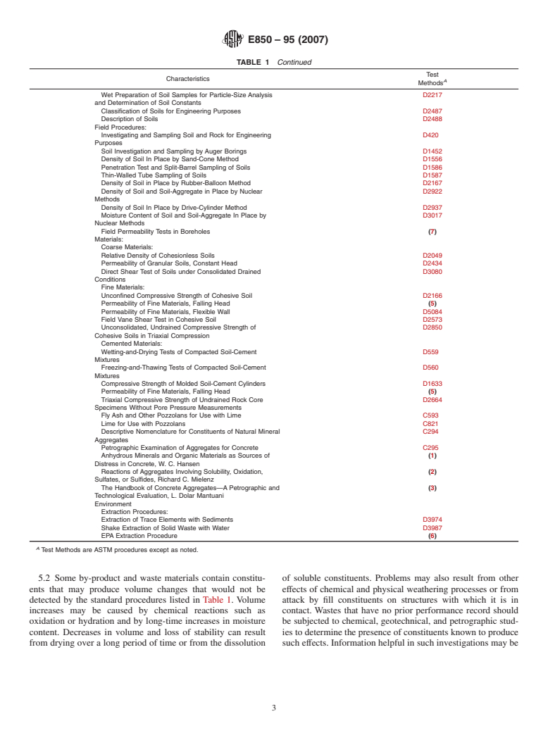 ASTM E850-95(2007) - Standard Practice for Use of Inorganic Process Wastes as Structural Fill