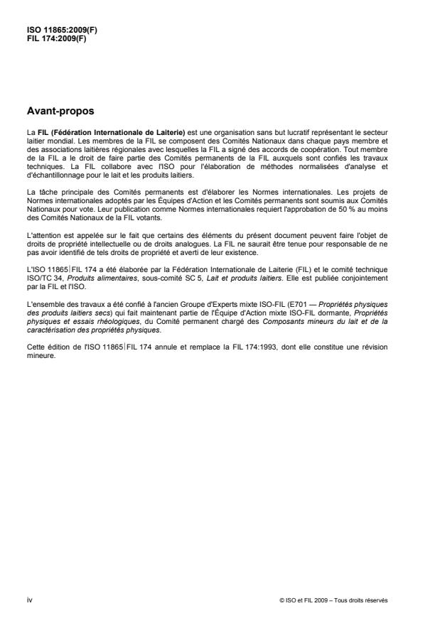 ISO 11865:2009 ISO 11865:2009 - Lait entier instantané en poudre -- Détermination du nombre de taches blanches - Page 4 preview