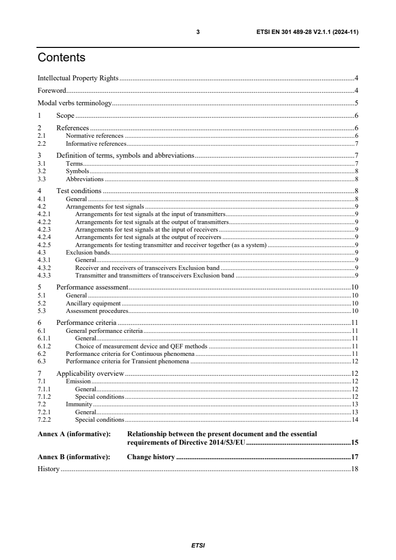 ETSI EN 301 489-28 V2.1.1 (2024-11) - ElectroMagnetic Compatibility (EMC) standard for radio equipment and services; Part 28: Specific conditions for wireless digital video links; Harmonised Standard for ElectroMagnetic Compatibility