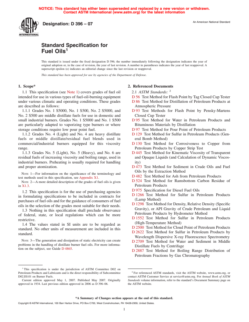 ASTM D396-07 - Standard Specification for Fuel Oils