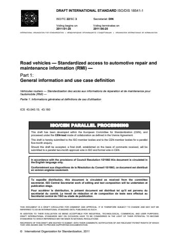 ISO 18541-1:2014 - Road vehicles -- Standardized access to automotive repair and maintenance information (RMI)