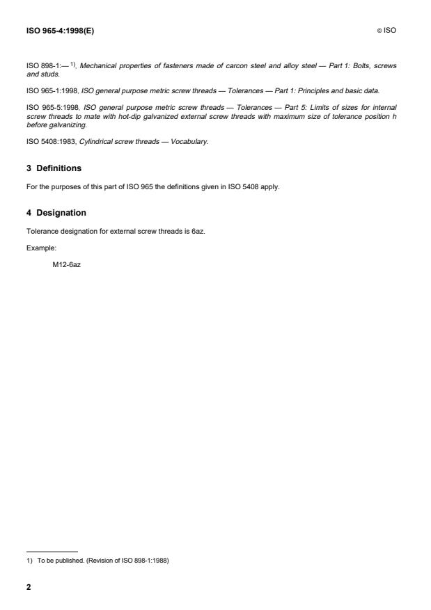 ISO 965-4:1998 ISO 965-4:1998 - ISO general purpose metric screw threads -- Tolerances - Page 4 preview