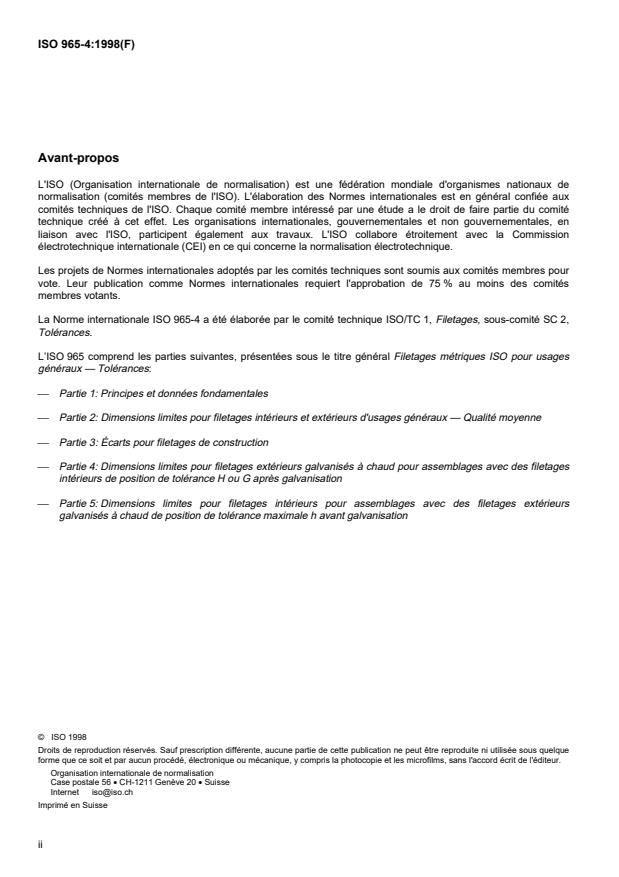 ISO 965-4:1998 ISO 965-4:1998 - Filetages métriques ISO pour usages généraux -- Tolérances - Page 2 preview