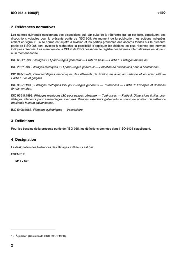 ISO 965-4:1998 ISO 965-4:1998 - Filetages métriques ISO pour usages généraux -- Tolérances - Page 4 preview
