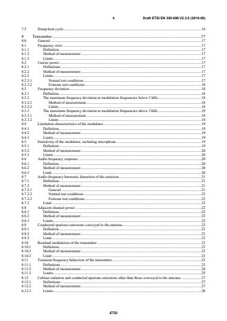SIST EN 300 698 V2.3.1:2019 ETSI EN 300 698 V2.3.0 (2018-08) - Radio telephone transmitters and receivers for the maritime mobile service operating in the VHF bands used on inland waterways; Harmonised Standard for access to radio spectrum and for features for emergency services - Page 4 preview