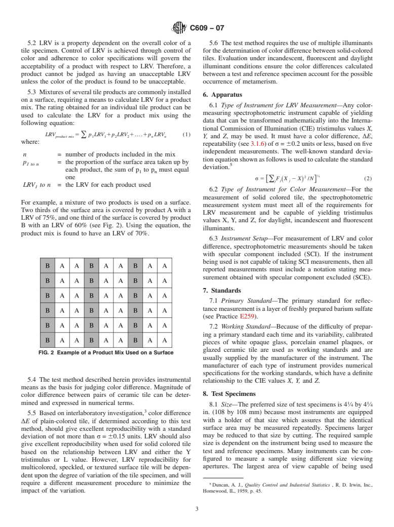 ASTM C609-07 - Standard Test Method for Measurement of Light Reflectance Value and Small Color Differences Between Pieces of Ceramic Tile