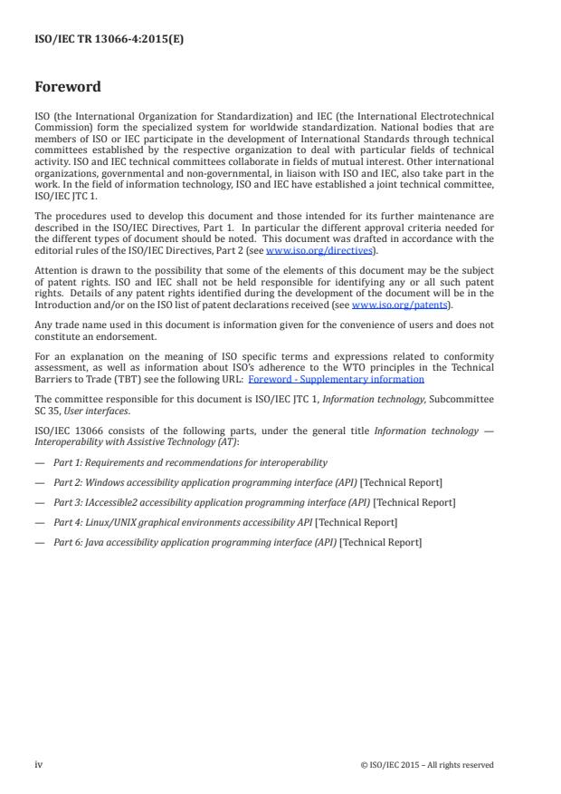 ISO/IEC TR 13066-4:2015 ISO/IEC TR 13066-4:2015 - Information technology -- Interoperability with assistive technology (AT) - Page 4 preview