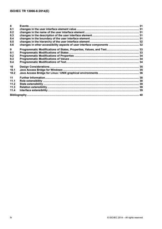 ISO/IEC TR 13066-6:2014 ISO/IEC TR 13066-6:2014 - Information technology -- Interoperability with Assistive Technology (AT) - Page 4 preview