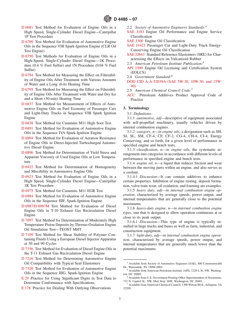 ASTM D4485-07 - Standard Specification for Performance of Engine Oils