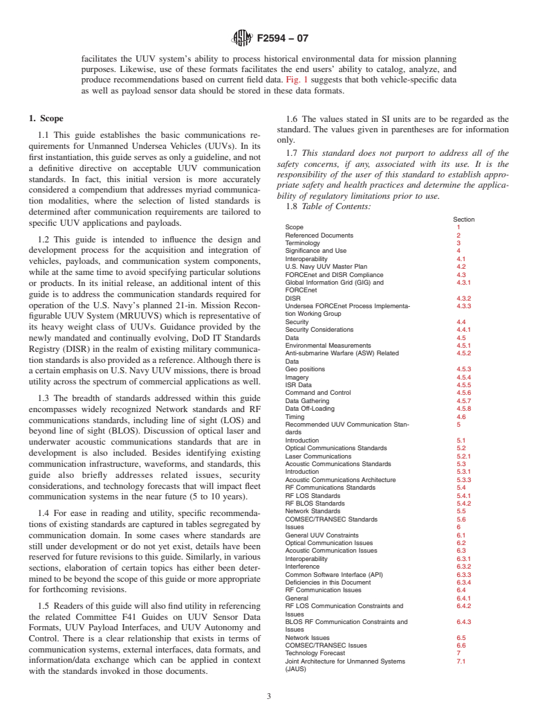 ASTM F2594-07 - Standard Guide for Unmanned Undersea Vehicle (UUV) Communications (Withdrawn 2016)