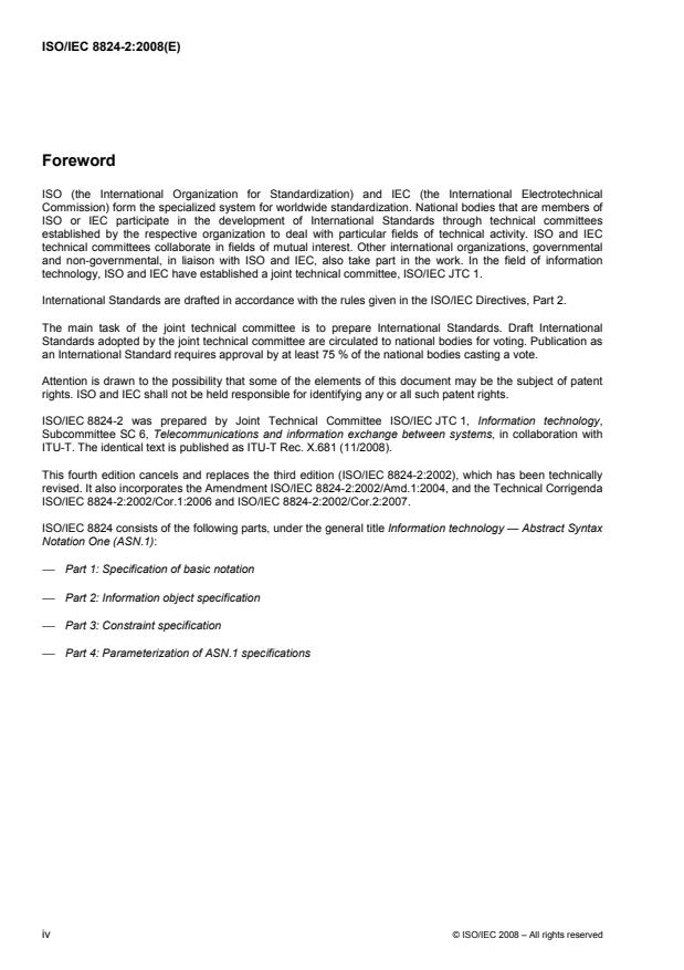 ISO/IEC 8824-2:2008 ISO/IEC 8824-2:2008 - Information technology -- Abstract Syntax Notation One (ASN.1): Information object specification - Page 4 preview