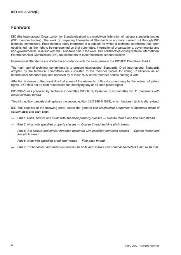 ISO 898-5:2012 ISO 898-5:2012 - Mechanical properties of fasteners made of carbon steel and alloy steel - Page 4 preview