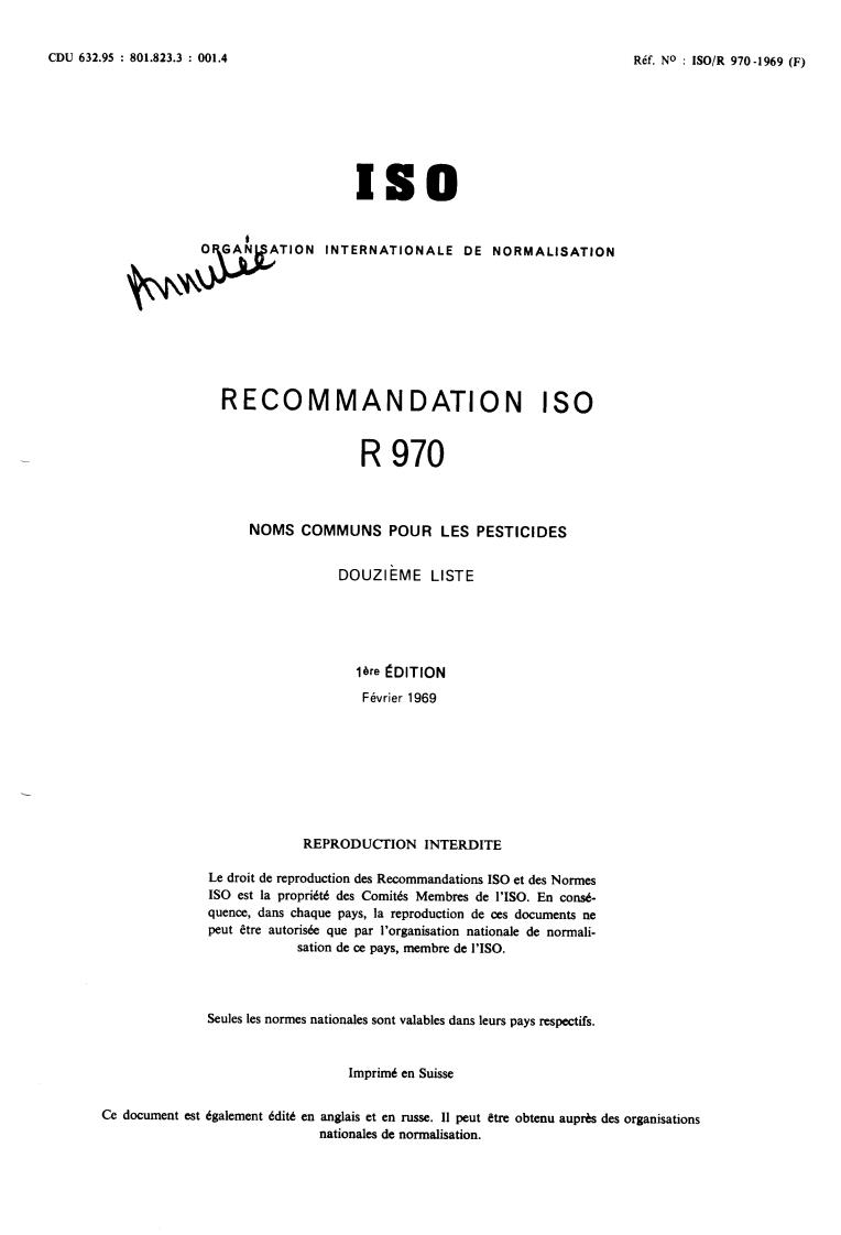 ISO/R 970:1969 - Withdrawal of ISO/R 970-1969
Released:12/1/1969