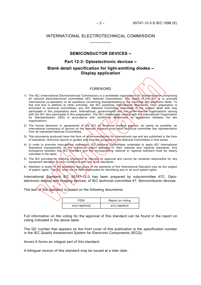 IEC 60747-12-3:1998 IEC 60747-12-3:1998 - Semiconductor devices - Part 12-3: Optoelectronic devices - Blank detail specification for light-emitting diodes- Display application
Released:2/26/1998
Isbn:283184214X - Page 4 preview