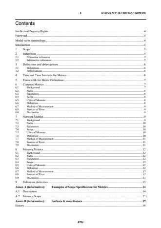 ETSI GS NFV-TST 008 V3.1.1 (2018-08) - Network Functions Virtualisation (NFV) Release 3; Testing; NFVI Compute and Network Metrics Specification