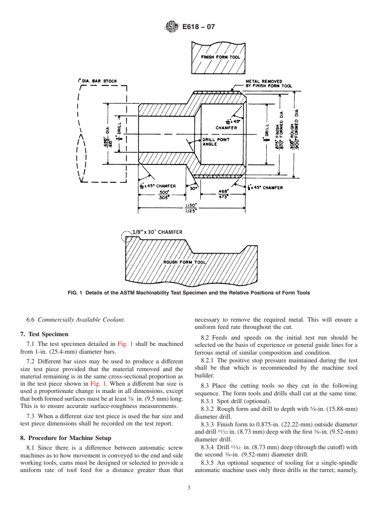 ASTM E618-07 - Standard Test Method for Evaluating Machining Performance of Ferrous Metals Using an Automatic Screw/Bar Machine