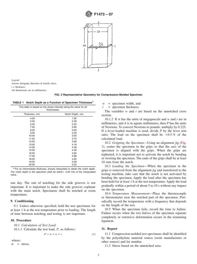 ASTM F1473-07 - Standard Test Method for Notch Tensile Test to Measure the Resistance to Slow Crack Growth of Polyethylene Pipes and Resins