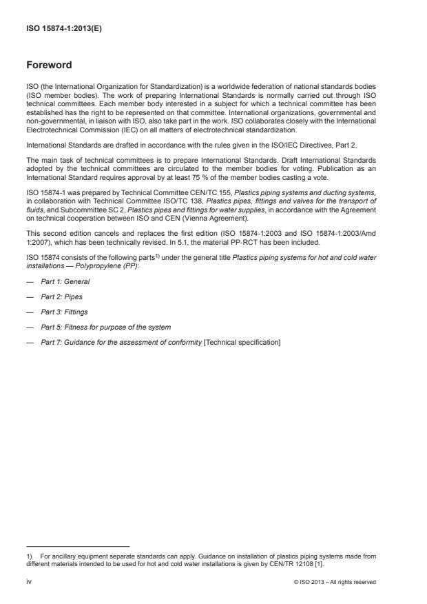 ISO 15874-1:2013 ISO 15874-1:2013 - Plastics piping systems for hot and cold water installations -- Polypropylene (PP) - Page 4 preview